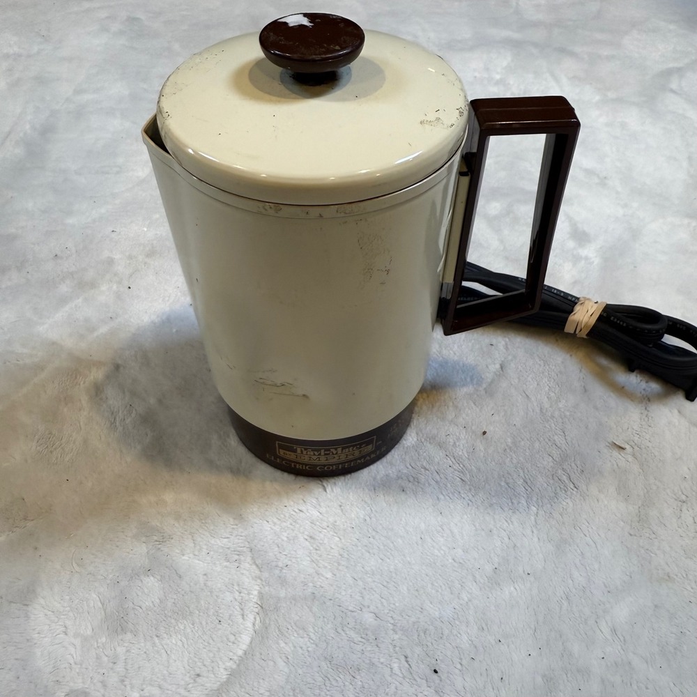 Vintage Travl-Mate by Empire Electric Coffee Maker 12V 120V Portable Percolator